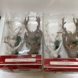 2 sets of Reindeer Ornaments. Velvet. 8 total.
